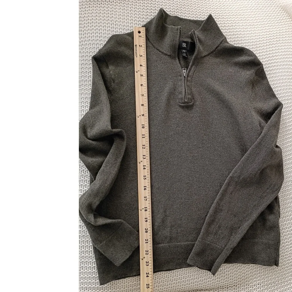 Banana Republic Mens M Tall Gray 100% Italian‎ Merino Wool 1/4 Zip Sweater
